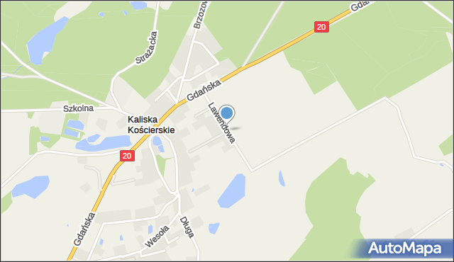 Kaliska Kościerskie, Lawendowa, mapa Kaliska Kościerskie