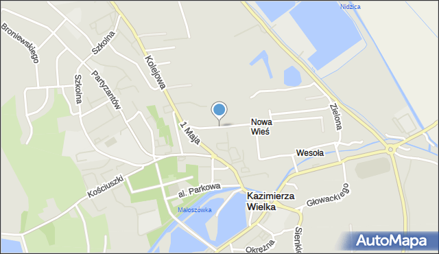 Kazimierza Wielka, Łabędź, mapa Kazimierza Wielka