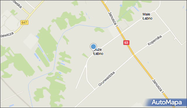 Kolno, Łabno Duże, mapa Kolno