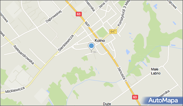 Kolno, Łazienna, mapa Kolno