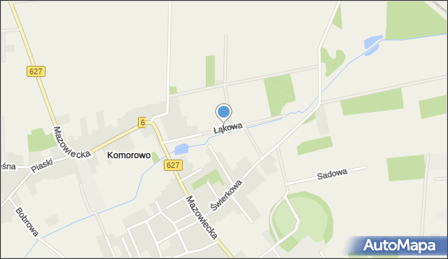 Komorowo gmina Ostrów Mazowiecka, Łąkowa, mapa Komorowo gmina Ostrów Mazowiecka