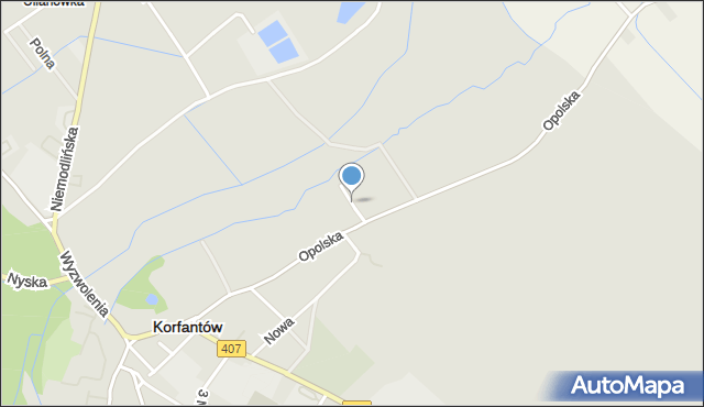 Korfantów, Łąkowa, mapa Korfantów