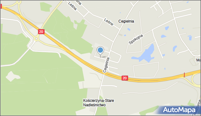 Kościerzyna, Lassa Rudolfa, mapa Kościerzyna