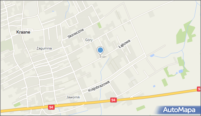 Krasne powiat rzeszowski, Łąkowa, mapa Krasne powiat rzeszowski