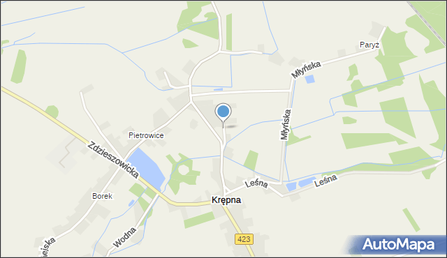 Krępna, Łąkowa, mapa Krępna