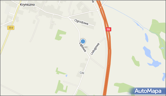 Kryniczno gmina Wisznia Mała, Łąkowa, mapa Kryniczno gmina Wisznia Mała