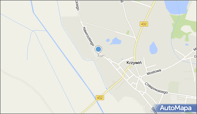 Krzywiń, Łąkowa, mapa Krzywiń