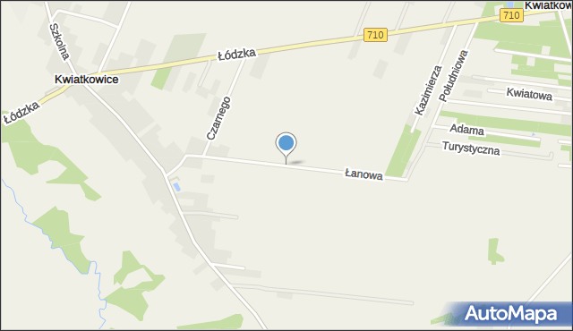 Kwiatkowice gmina Wodzierady, Łanowa, mapa Kwiatkowice gmina Wodzierady