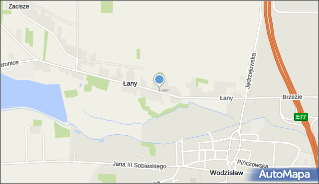 Łany gmina Wodzisław, Łany, mapa Łany gmina Wodzisław