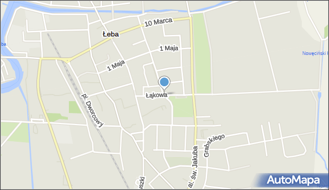 Łeba, Łąkowa, mapa Łeba