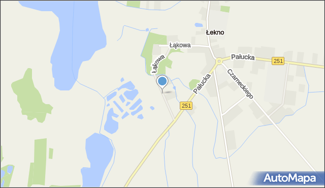 Łekno gmina Wągrowiec, Łąkowa, mapa Łekno gmina Wągrowiec