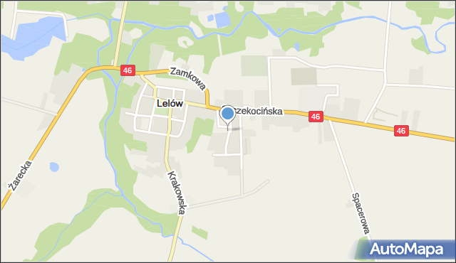 Lelów, Łąkowa, mapa Lelów