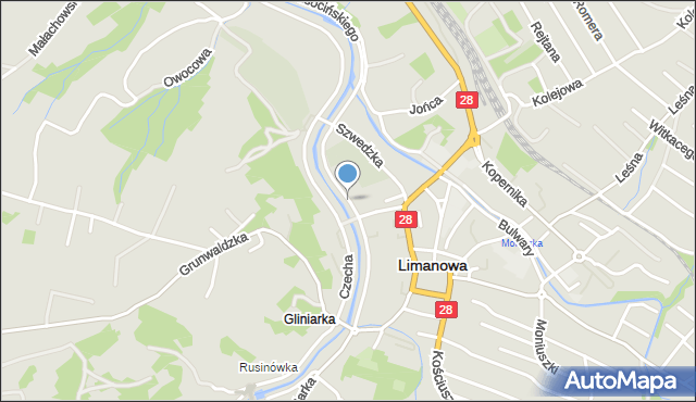 Limanowa, Łazarskiego Kazimierza, ks., mapa Limanowa