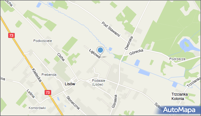 Lisów gmina Morawica, Łąkowa, mapa Lisów gmina Morawica