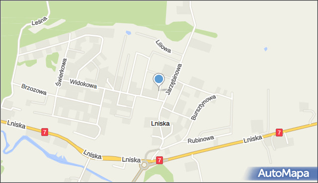 Lniska, Lawendowa, mapa Lniska
