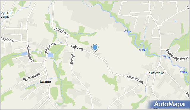 Lusina gmina Mogilany, Łąkowa, mapa Lusina gmina Mogilany