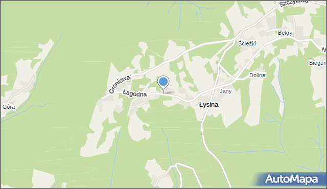 Łysina, Łagodna, mapa Łysina