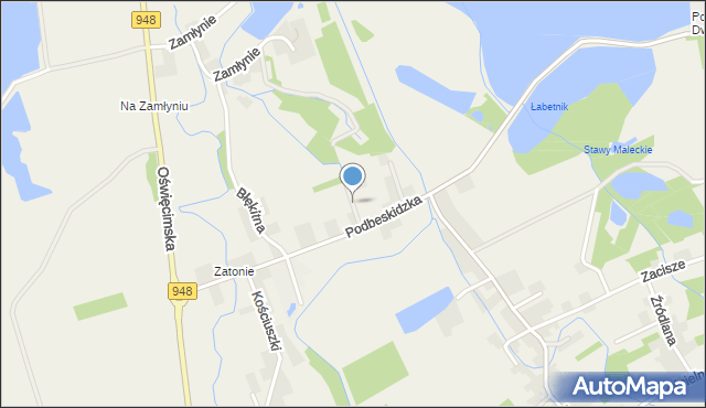 Malec gmina Kęty, Łąkowa, mapa Malec gmina Kęty