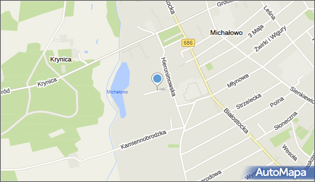 Michałowo powiat białostocki, Łąkowa, mapa Michałowo powiat białostocki