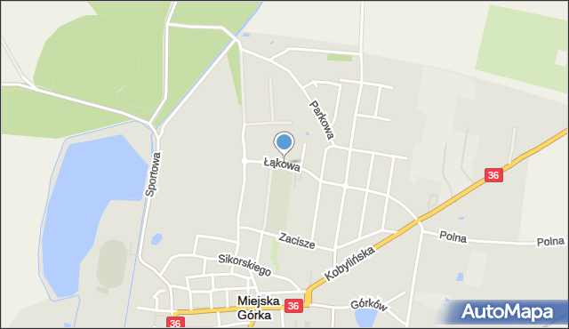 Miejska Górka, Łąkowa, mapa Miejska Górka