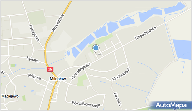 Miłosław powiat wrzesiński, Łagodna, mapa Miłosław powiat wrzesiński