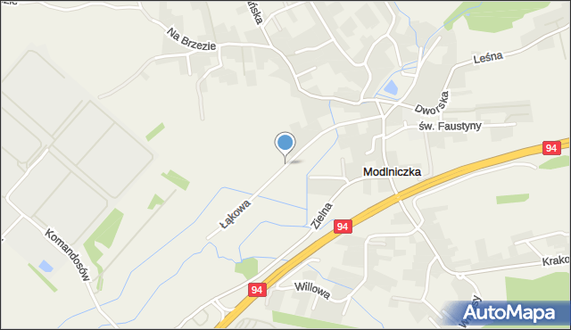 Modlniczka, Łąkowa, mapa Modlniczka
