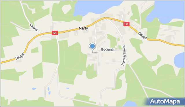 Narty gmina Jedwabno, Łąkowa, mapa Narty gmina Jedwabno