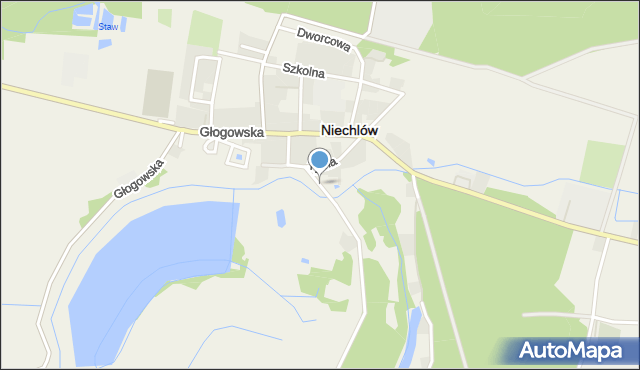 Niechlów, Łąkowa, mapa Niechlów