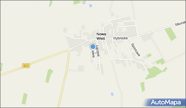 Nowa Wieś gmina Lyski, Łąkowa, mapa Nowa Wieś gmina Lyski