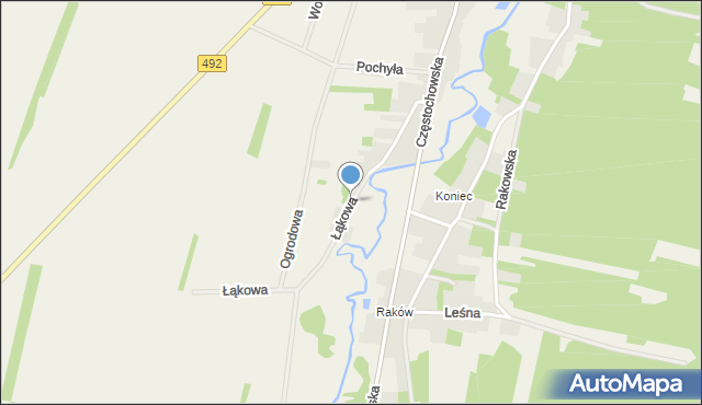 Ostrowy nad Okszą, Łąkowa, mapa Ostrowy nad Okszą