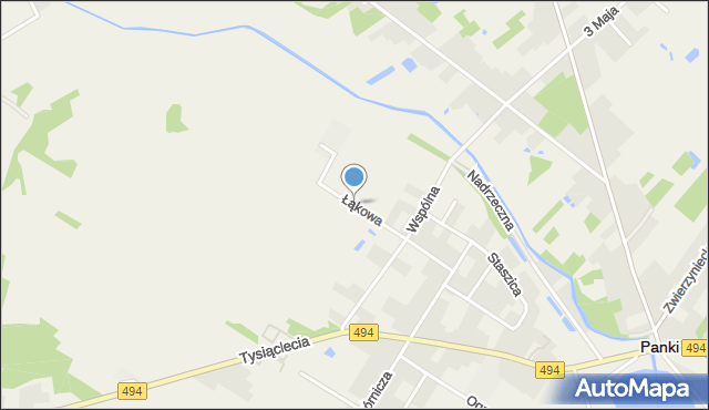Panki, Łąkowa, mapa Panki