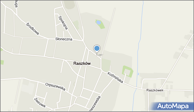 Raszków powiat ostrowski, Łąkowa, mapa Raszków powiat ostrowski