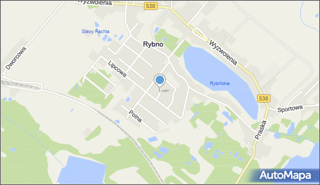 Rybno powiat działdowski, Łąkowa, mapa Rybno powiat działdowski