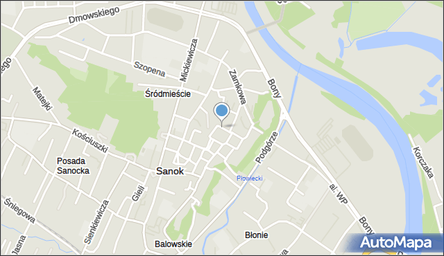 Sanok, Łazienna, mapa Sanok