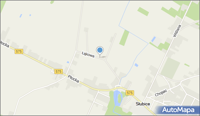 Słubice powiat płocki, Łąkowa, mapa Słubice powiat płocki