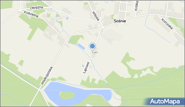 Sośnie powiat ostrowski, Łąkowa, mapa Sośnie powiat ostrowski