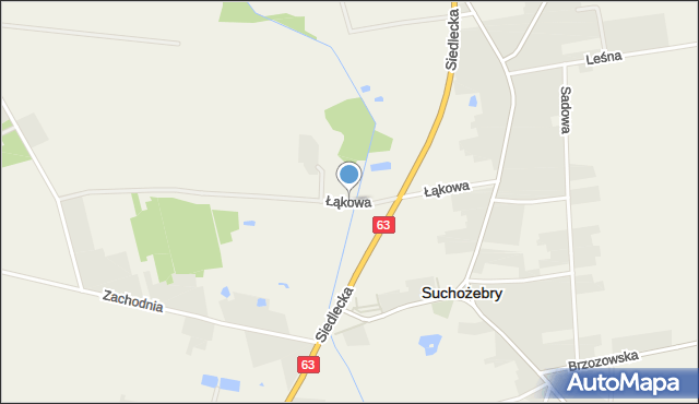 Suchożebry, Łąkowa, mapa Suchożebry