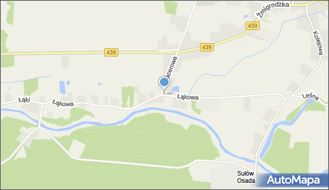 Sułów gmina Milicz, Łąkowa, mapa Sułów gmina Milicz