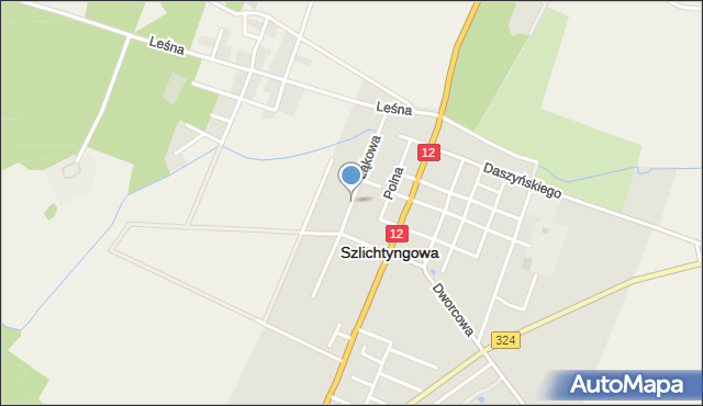 Szlichtyngowa, Łąkowa, mapa Szlichtyngowa