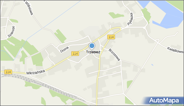 Trzebież, Łączna, mapa Trzebież