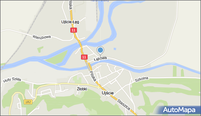 Ujście powiat pilski, Łąkowa, mapa Ujście powiat pilski