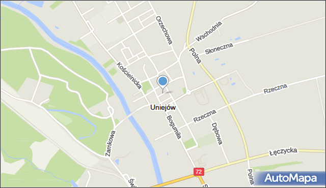 Uniejów, Łączna, mapa Uniejów