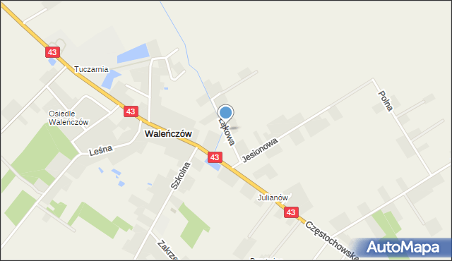 Waleńczów, Łąkowa, mapa Waleńczów