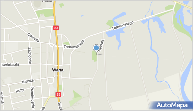 Warta powiat sieradzki, Łąkowa, mapa Warta powiat sieradzki