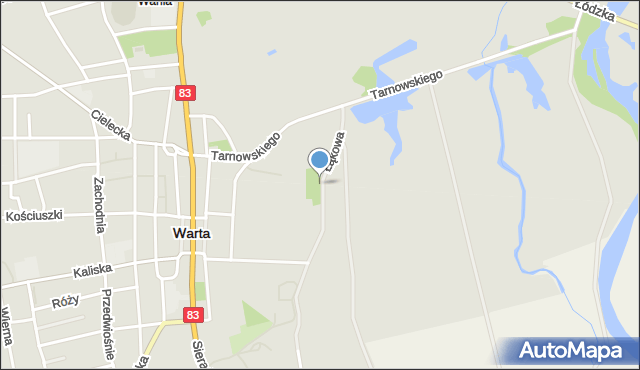 Warta powiat sieradzki, Łąkowa, mapa Warta powiat sieradzki