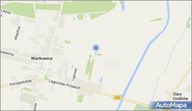 Wartkowice, Łąkowa, mapa Wartkowice