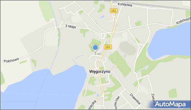 Węgorzyno, Łąkowa, mapa Węgorzyno