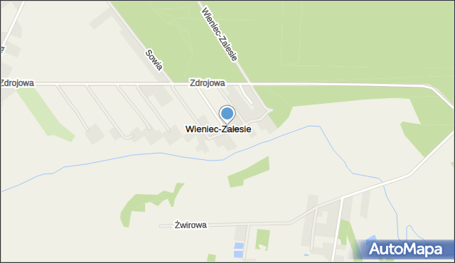 Wieniec-Zalesie, Łabędzia, mapa Wieniec-Zalesie