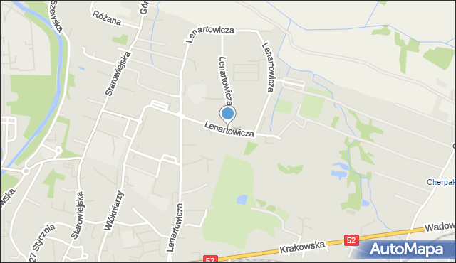 Andrychów, Lenartowicza Stanisława, mapa Andrychów