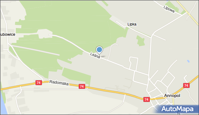 Annopol powiat kraśnicki, Leśna, mapa Annopol powiat kraśnicki